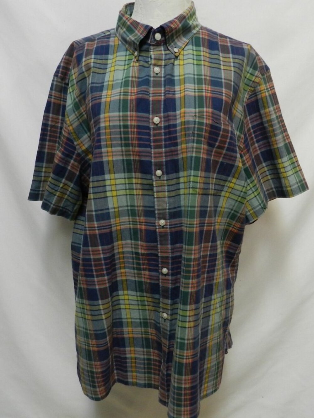 Jos A Bank 1905 Tailored Fit Plaid button shirt short slv Size Sz 2XL Tall 2XLT